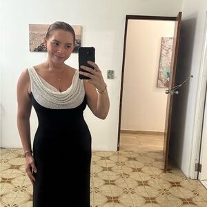 Elegant Black and White Maxi Dress